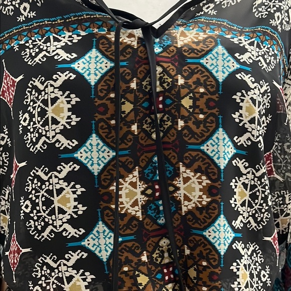 Blue V-Neck Sundress with Bishop Sleeves - Picture 2 of 7